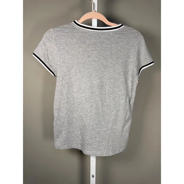 Guess Gray Logo Ringer Tee Y2K Baby Tee Casual Basic Logo Top‎ - Image 5