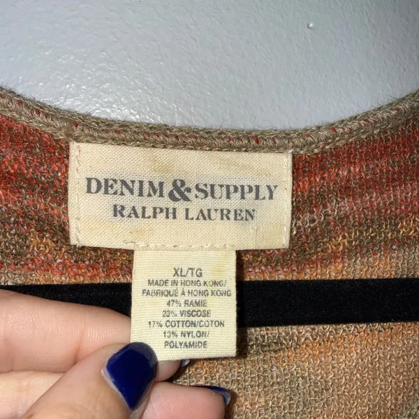 Denim & Supply Ralph Lauren Sweater Women XL Orange Southwestern Tunic Excellent - Image 2