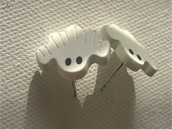 White Ghost Stud Earrings - Image 4