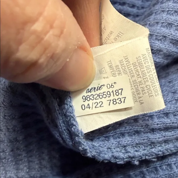 Aerie Blue High Waisted Cozy Waffle Knit Pull On High Waist Flare Pants Medium - Image 7