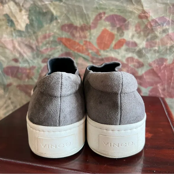 Vince Warren Grey Suede Platform Slip On Sneakers 8.5 - Image 4