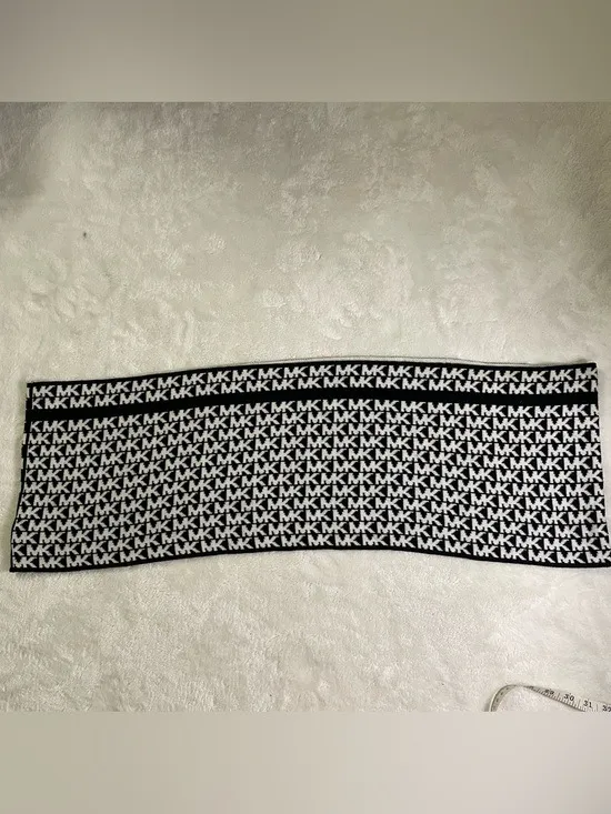 Michael Kors Black and White MK Logo Infinity Scarf - Image 5