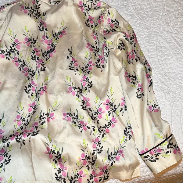 Zara Printed Piped Satin Shirt - Image 5
