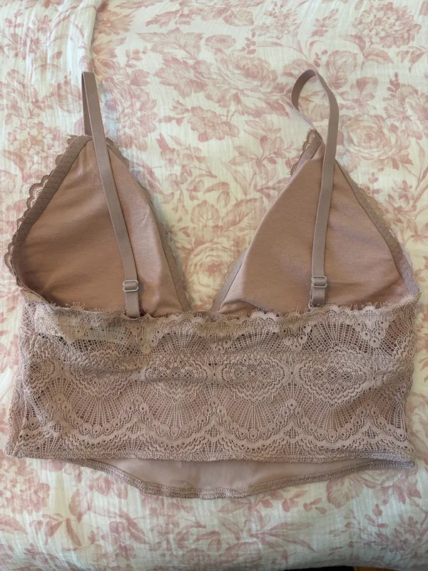 Gilly Hicks long line lace up corset bralette mauve size medium girly romantic coquette lacy - Image 2