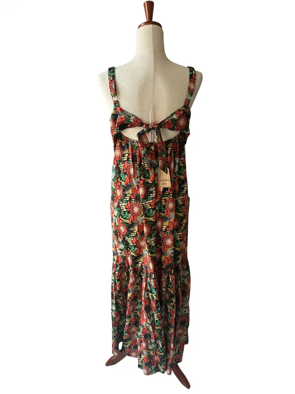 Natural Life Mia Tie-Back Maxi Dress - Orange Floral Blooms - Image 6