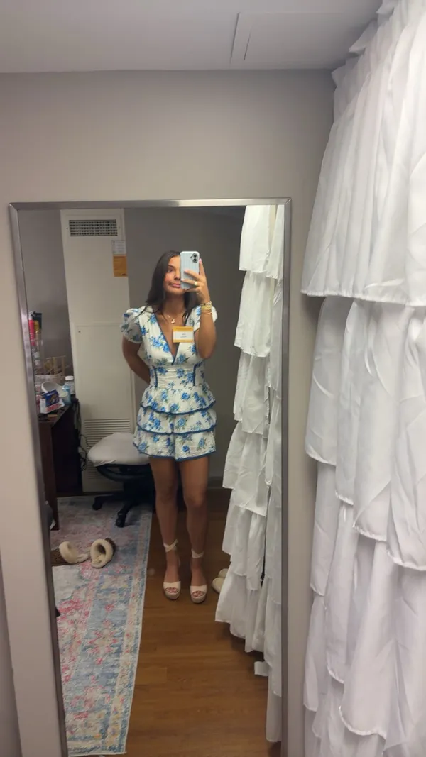 Blue floral romper Size M - Image 2