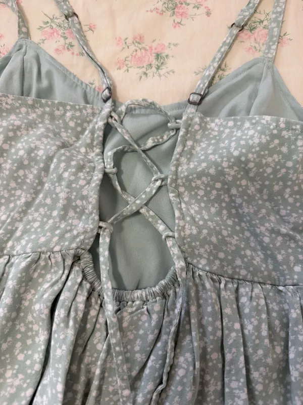 Mint Floral Hollister Mini Dress - Image 4