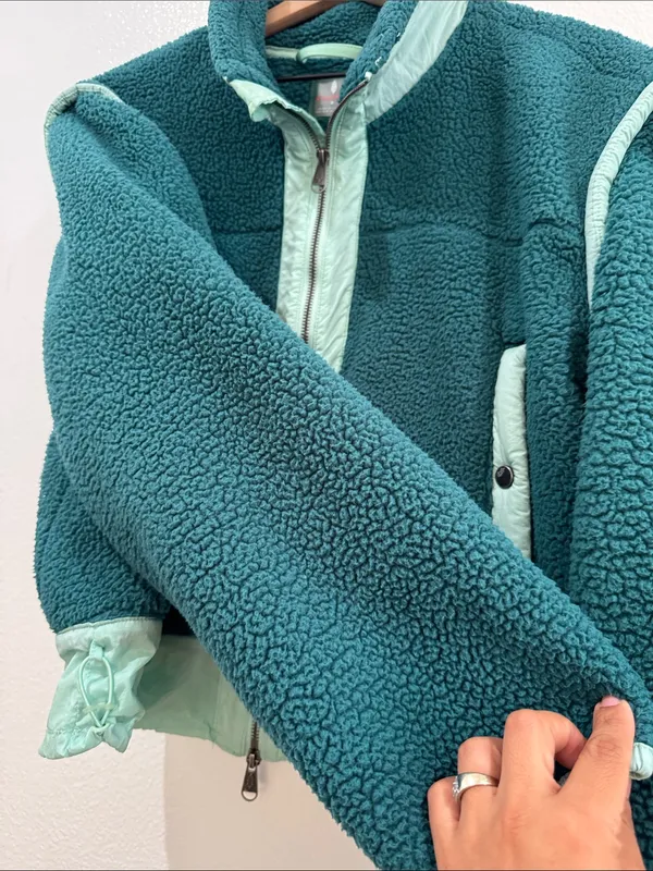 FP Movement by Free People Teal Sherpa Jacket with Mint Trim - Image 9