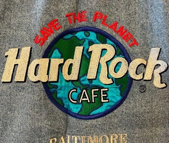 Hard Rock Cafe BALTIMORE Vintage 90s Denim Jean Jacket Save The Planet Medium - Image 2