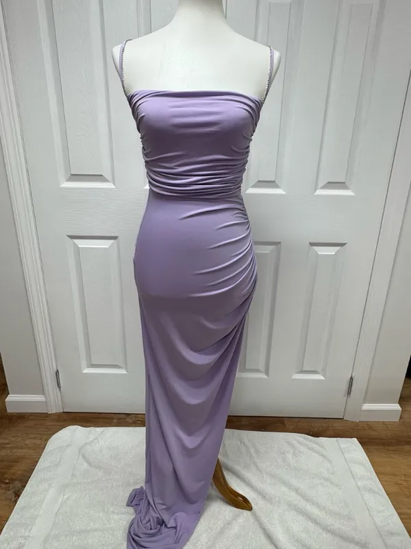 Lucy in the Sky- Rhinestone Strap Maxi Dress in Lilac -Size S- NEW Without Tags. - Image 3