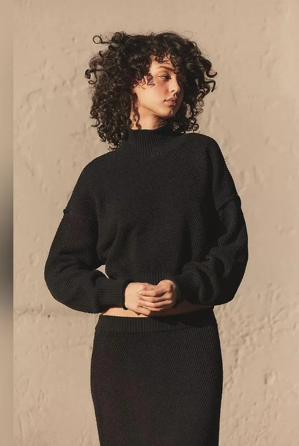 NWT FREE PEOPLE Hailee Sweater Skirt Set In Black SIze Small - Image 2