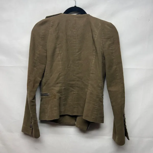 Zara Woman Faux Suede Brown Full Zip Moto Jacket Size XS Flawed - Image 6