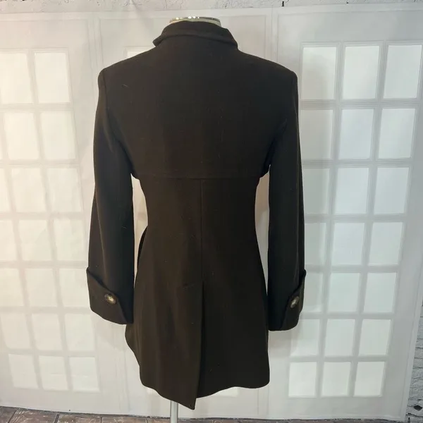 Michael Michael Kors Brown Double Breasted Wool Blend Lined Peacoat Size Medium - Image 6
