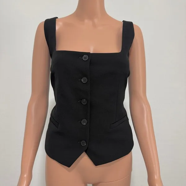 Express large square neck button front fitted vest suit top TS 3545 - Image 9