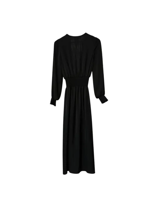 RESA Black Long Sleeve Smocked Waist Maxi Dress Size S - Image 2