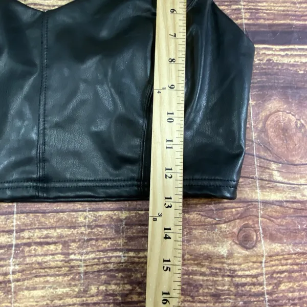 Blashe Black Faux Leather Crop Top Sleeveless Stretch Tank Top Size M - Image 7