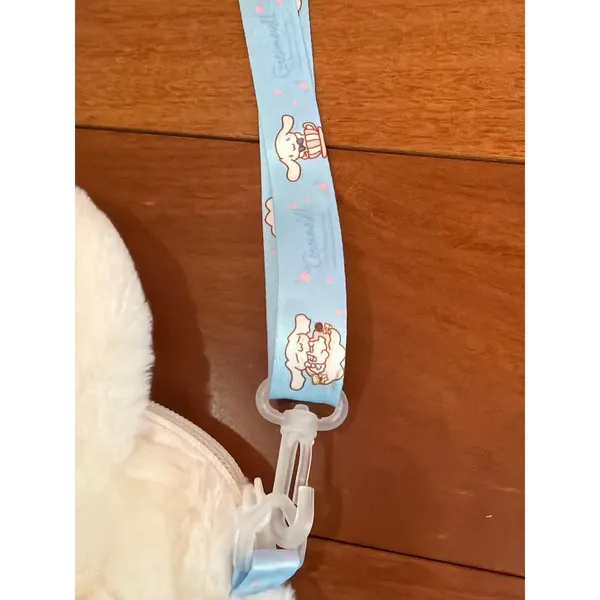 Sanrio Cinnamoroll Crossbody Bag Girls White Faux Fur‎ Plush Handbag Small 8in - Image 9