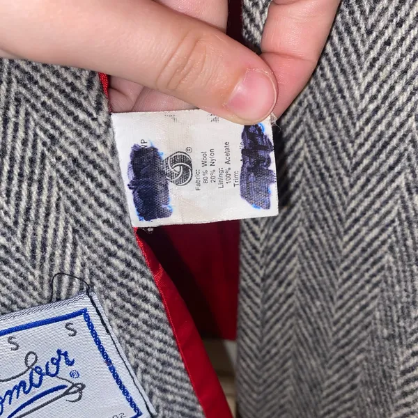 Vintage Union Made Abbmoore Wool Blend Grey Herringbone Coat/Jacket Made in USA - Image 10