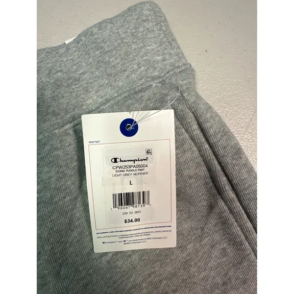 Champion Womens Iconic Puddle Pant Wide Leg Sweatpants Light Grey Heather L - Image 3