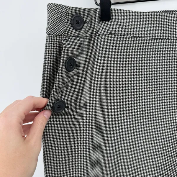 Ann Taylor Loft Marisa Houndstooth Wide Leg Trouser‎ Pants Black White Women 14 - Image 3