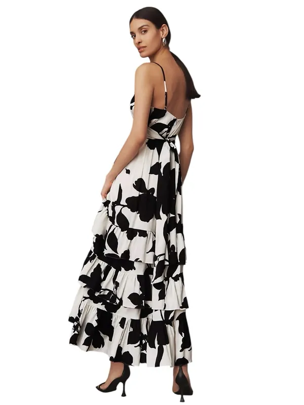 Hutch x Anthropologie - Guthrie Floral Satin Maxi Dress Side Slit Tie Back Sz 2 - Image 2