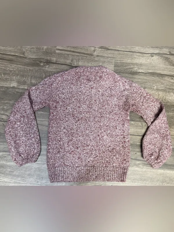 J.Crew Re-Imagined Marled Knit Balloon Sleeve Sweater Burgundy Pink S - Image 4