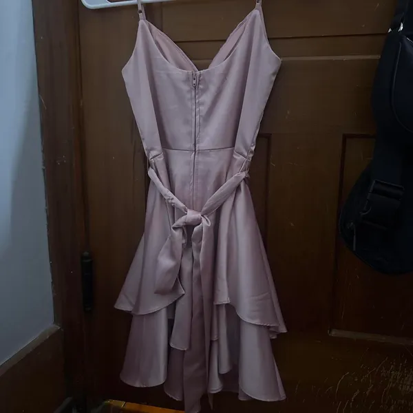 Lucy in the Sky satin mini dress with bow in the back (can be removed), worn once for school dance - Image 2