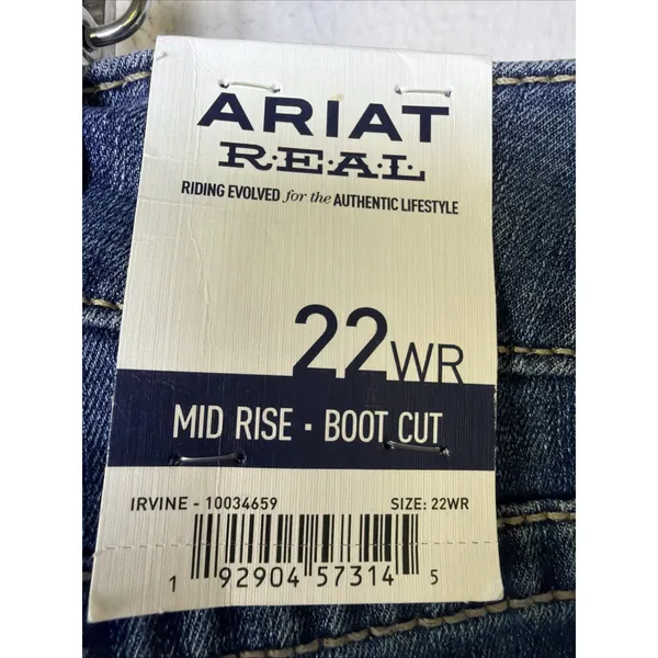 Ariat irvine Jeans Womens 22 Denim Mid Rise Boot Cut western plus Country NWT - Image 6
