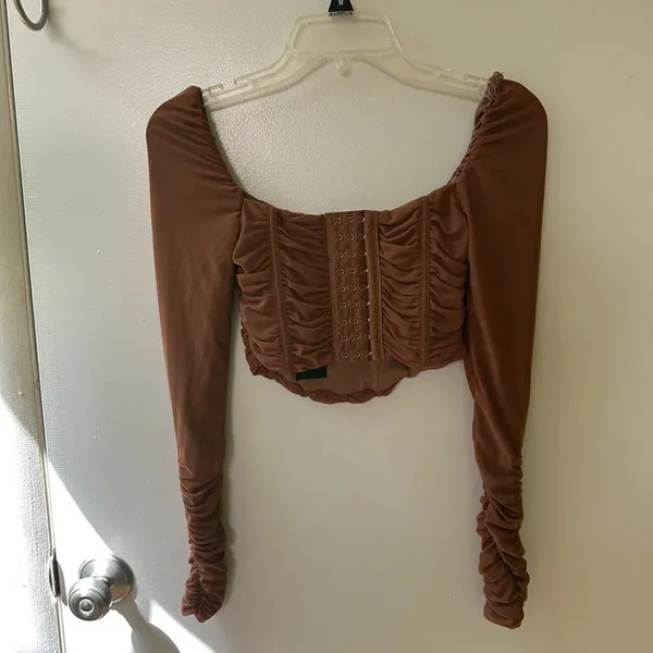 Brooklyn Karma Brown long sleeve corset top - Image 2
