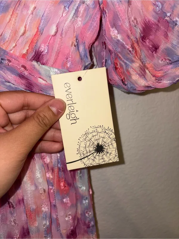 NWT Basil & Lola Floral Puff Sleeve Tiered Midi Dress Women’s Size Medium M - Image 10