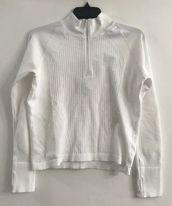 Calia Women's Relaxed Seamless 1/4 Zip in Pure White size L - Image 2