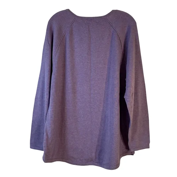 Karen Scott Womens XL Purple Cotton Crew Neck Raglan Pullover Sweater‎ - Image 2