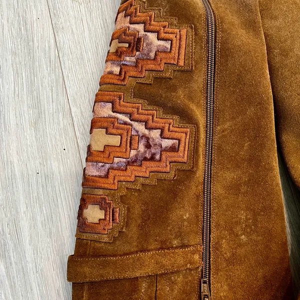 Brown Suede Knee-High Boots with Embroidered Pattern by Gianni Bini - Image 2