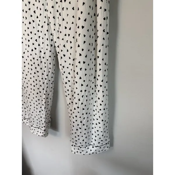Eberjey Gisele Printed Long Pj Pants Tencel Heart To Heart White Bkack XL NEW - Image 5