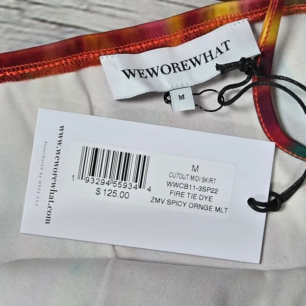 WeWoreWhat Cut Out Midi Skirt in‎ Fire Tie Dye Spicy Orange M NWT - Image 4
