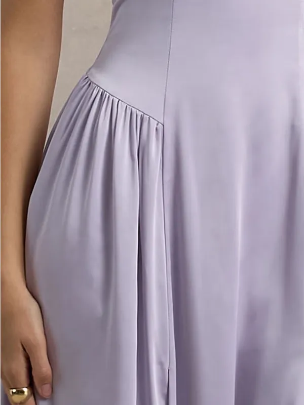 Club L London Jonas Lilac Plunge-Neck Drop Waist Maxi Dress - NEW - Image 6