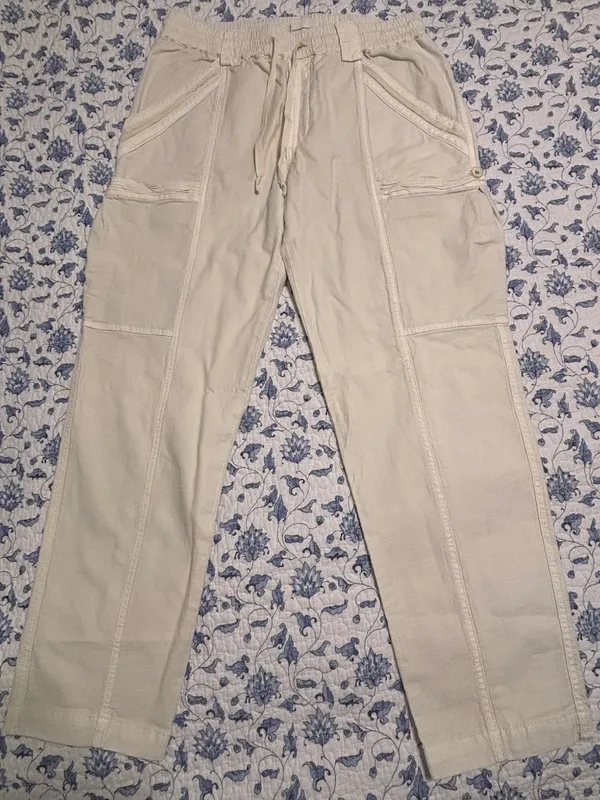 Anthropologie Angela Cropped Cargo Pants Size 26 Ivory utility Cotton Lyocell - Image 5