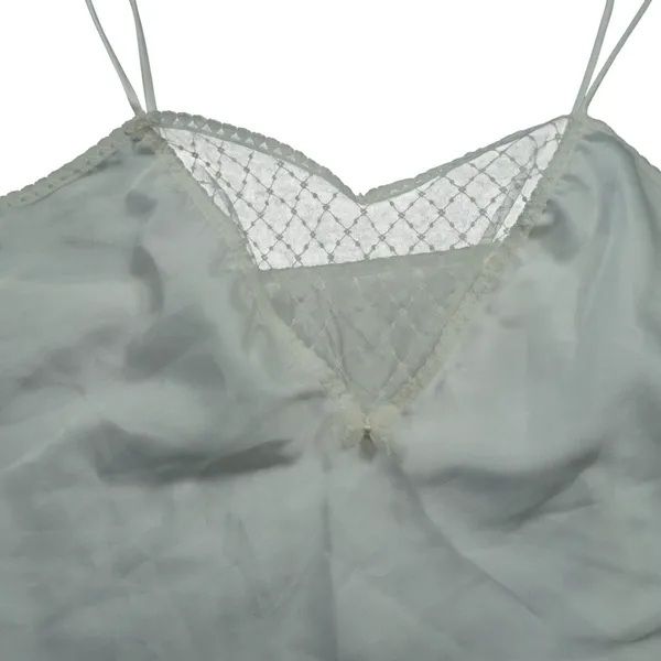 Vintage Delicate Bridal Ivory Satin‎ Lace V-Neck Camisole Top Coquette Ethereal - Image 2