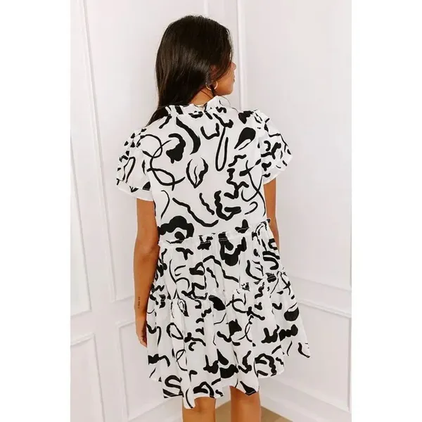 Womens Impressions Art Gallery Ready Mini Dress in Black and White - Sz L - Image 3