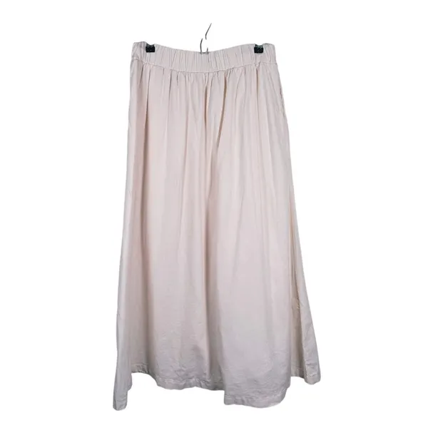 Abercrombie & Fitch Linen Blend Midi Skirt Size M Cream Slit Minimalist Neutral - Image 3