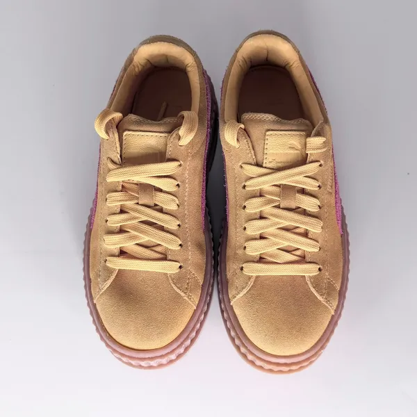 Puma Fenty Cleated Creeper Suede Platform Sneakers Yellow Women 5.5 / Youth 4 - Image 4