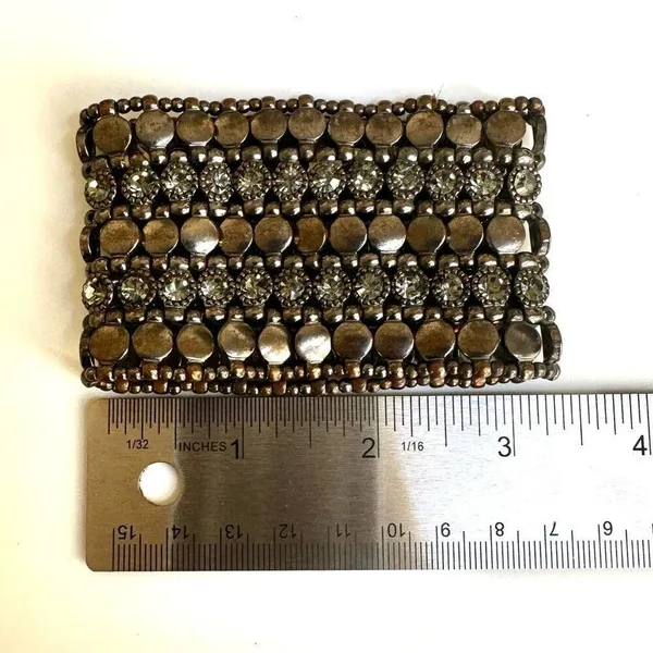 Wide rhinestone stretchy bracelet - Image 3