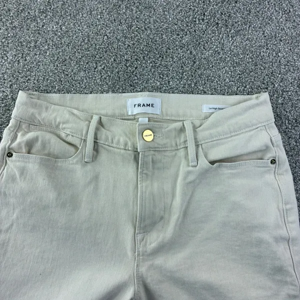 Frame Le High‎ Straight Jeans Women 27 White High Rise Denim Designer Denim - Image 12