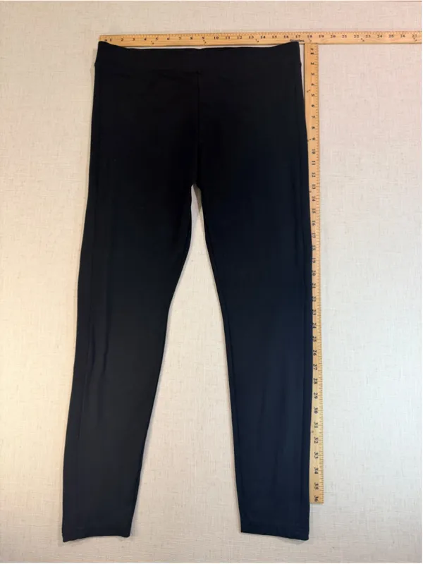 A New Day Women’s Side Ribbed Tuxedo Stripe Ankle Leggings Black Large - Image 2