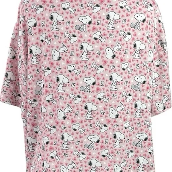 Munki Munki Peanuts Pink Short Sleeve Button Pants Sleepwear Pajamas Set Size M - Image 4