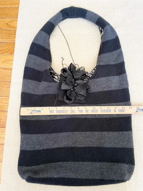 Alice + Olivia Y2K Knit Sweater Hobo Bag Striped Chains Avril Lavigne Punk - Image 8