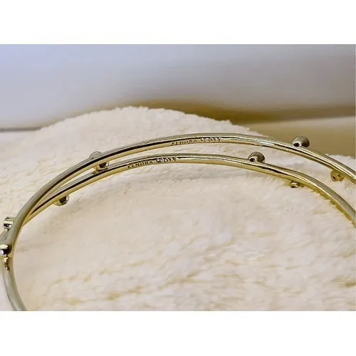 Kendra‎ Scott Gold Tone Crystal Bangle Stacker Bracelet Jewelry Dainty Sparkling - Image 9