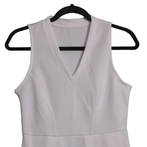 Halara V Neck Sleeveless Side Zipper Pleated Mini Golf Dress White S - Image 4
