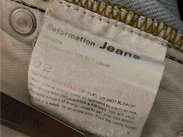 Reformation Cynthia Patch High Rise Straight Leg Distressed Tahoe Wash Denim 24 - Image 2