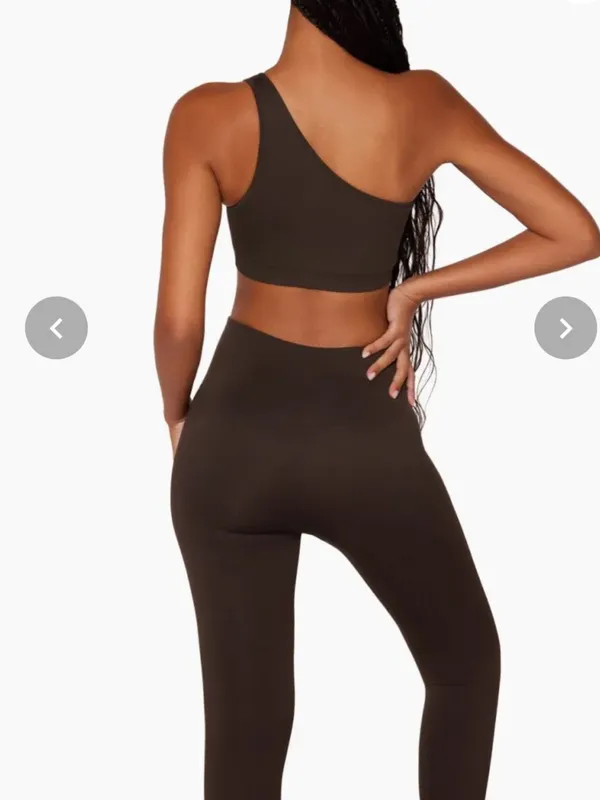 SET Active Sculptflex® Ribbed One Shoulder Bra Espresso NWOT - Image 3